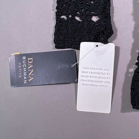 Dana Buchman Hand Crocheted Black Top‎ Size Petite - Picture 11 of 13